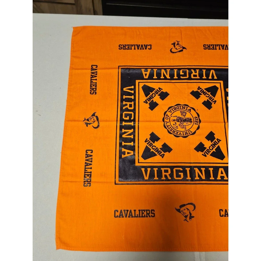 University Of Virginia One Size Orange Cotton Bandana Cavaliers Logo